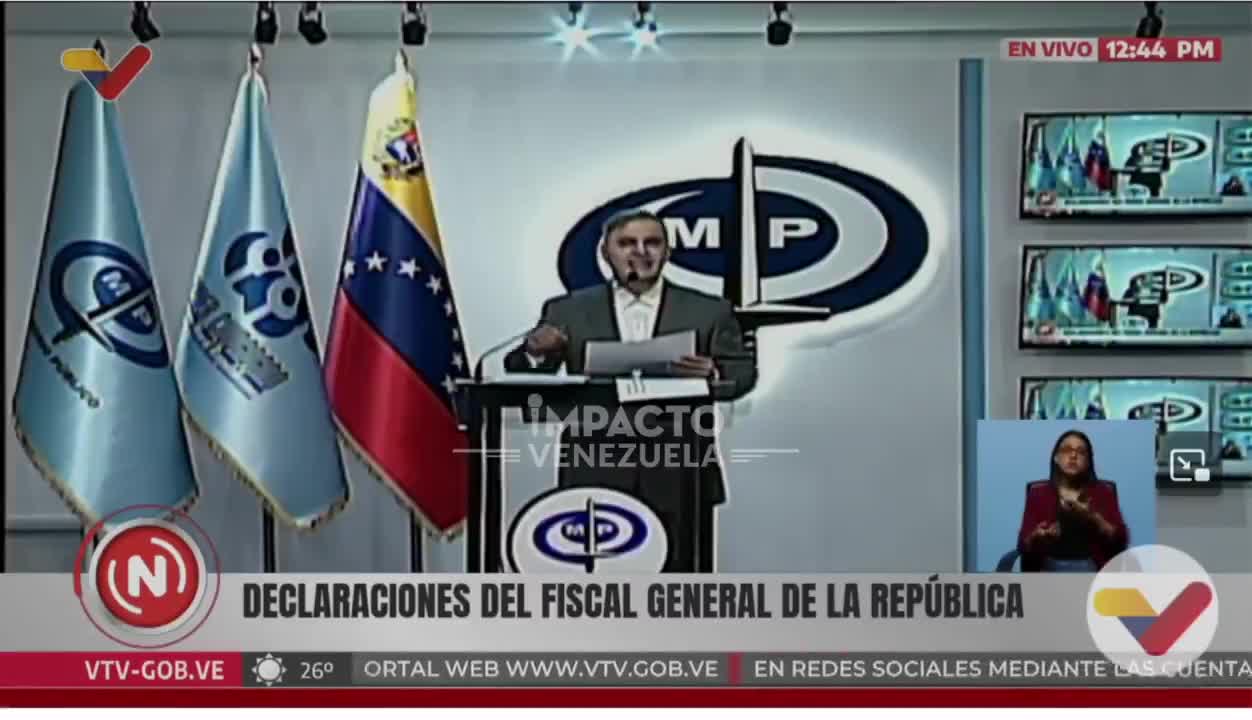 Attorney General Tarek William Saab announced that the Public Prosecutor's Office has requested Interpol to issue a red alert order against Javier Milei, President of Argentina, the Secretary of the Presidency, Karina Milei and the Minister of Security, Patricia Bullrich.